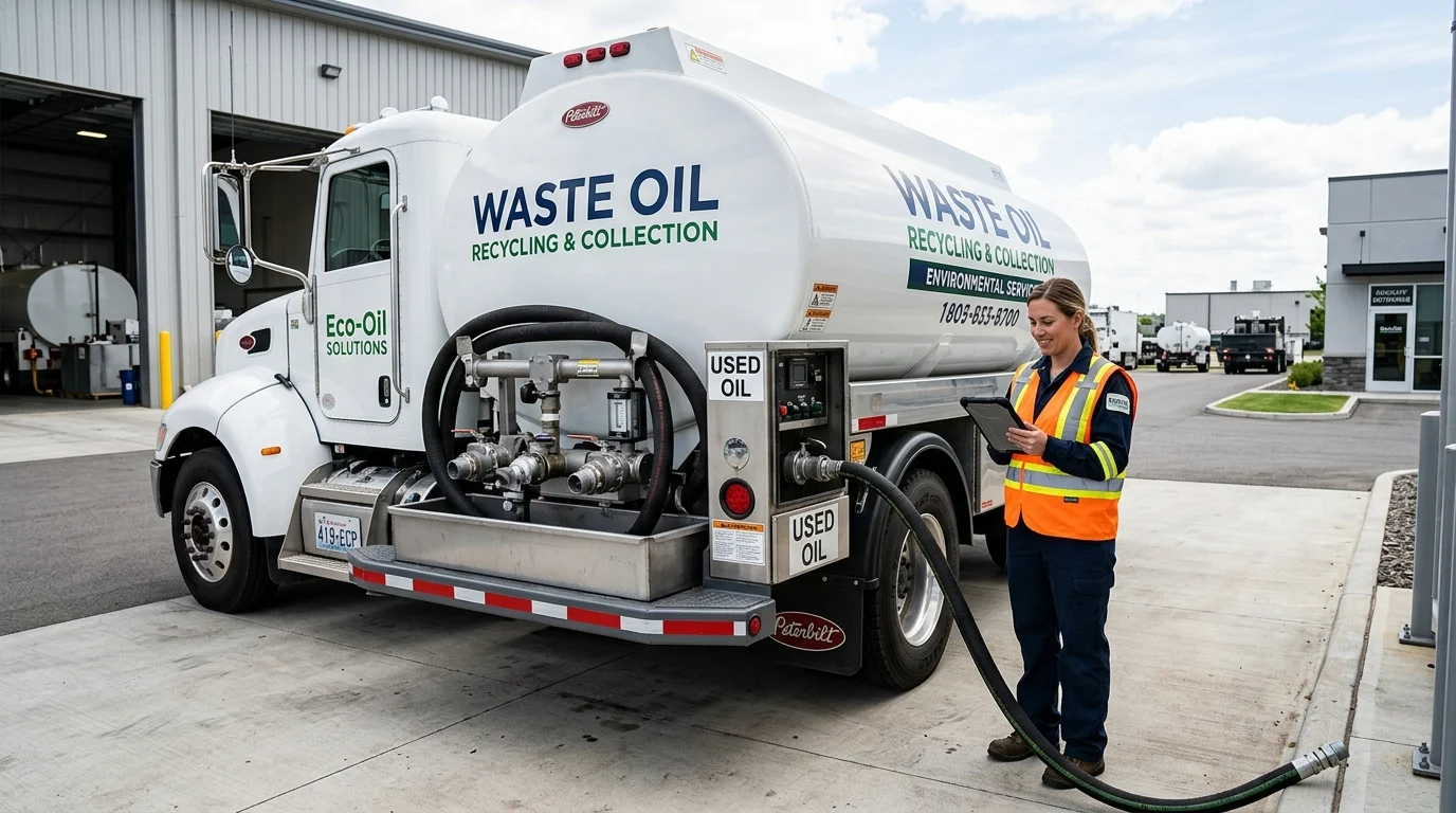 Used oil collection pickup in progress