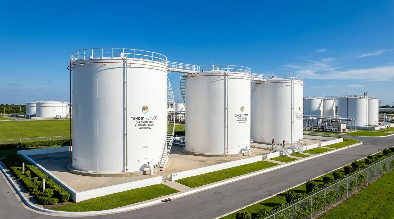 Storage tanks for collected oil